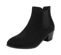 Generisch Bottines tendance pour femme avec talon plat - Pointe élastique pour un confort optimal - Style au quotidien, Noir , 41 EU