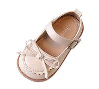 Generisch Bottines tendance toutes saisons pour fille avec nœud et boucle de crochet pratique pour un ajustement confortable, Blanc., 24 EU