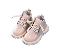 Generisch Bottines unisexes pour enfant et fille - Semelle épaisse - Antidérapantes et légères - Confortables - Couleur unie - Chaussures basses à lacets, Blanc., 21 EU