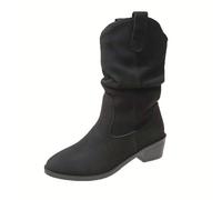 Generisch Bottines western pour femme avec talon bloc - Bottes de cowboy - Bottes basses à enfiler - Bottes courtes - Bottes de transition - Bottes de transition - Bottes mi-hautes - Bottes en cuir