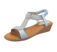 Generisch Bouche de poisson pour femme Bout ouvert Élastique Ensemble Sandales compensées Sandales mignonnes pour femmes Chaussures pour femmes 43, bleu, 40 EU