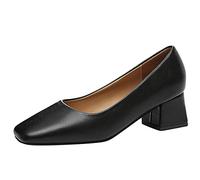 Generisch Bouche Épais Chaussures simples pour femmes Talon Milieu Plat Printemps Sandales pour femmes, Noir , 37 EU