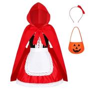 Generisch Bouclier médiéval pour femme, Halloween, cosplay, robe de performance, masque, tenues de cosplay (rouge, 8-9 ans)