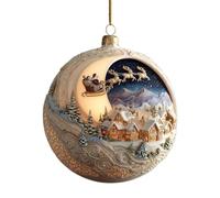 Generisch Boule à neige de Noël 2D Loup en acrylique Père Noël | Décoration de Noël pour la maison, les fenêtres, les vacances, les fêtes d'anniversaire, les bureaux, la chambre, la nuit