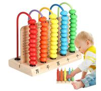 Generisch Boulier pour les mathématiques pour | 5 rangées de jeux éducatifs éducatifs pour compter et calculer - Jouet éducatif mathématique avec perles multicolores - Pour et filles