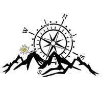 Generisch Boussole Berge Edelweiss Stickers Silhouette Autocollant (302/8/1) (blanc brillant, 20 x 17 cm)
