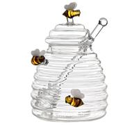 Generisch Bouteille de miel de 400 ml - Bouteille pratique avec cuillère en bois et couvercle pour yaourt, pâtisserie, petit-déjeuner, polyvalente, adaptée à un usage alimentaire