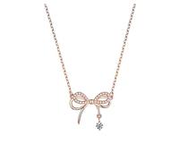 Generisch Bowknot Collier Pendentif Lumière Design Luxe Tempérament Couple Chaînes pour elle et Lui en Acier Inoxydable, Métal, No Gemstone