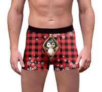 Generisch Boxer de Noël - Impression amusante - Culotte extensible - Motif pingouin - Flocons de neige - Sous-vêtements tendance - Sous-vêtements pour homme, #A015 blanc, M