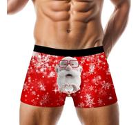 Generisch Boxer de Noël pour homme - Caleçon de Noël amusant pour homme - Idée cadeau - Doux pour la peau - Bonne coupe - Finition - Imprimé de Noël, Rouge 10, M