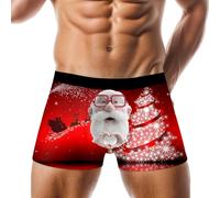 Generisch Boxer de Noël pour homme - Caleçon de Noël amusant pour homme - Idée cadeau - Doux pour la peau - Bonne coupe - Finition - Imprimé de Noël, Rouge 4., XXL