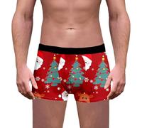Generisch Boxer de Noël pour homme - Impression amusante - Motif de Noël - Sous-vêtements pour homme - Mode tendance - Costume de Père Noël - Sous-vêtements imprimés, rouge, M