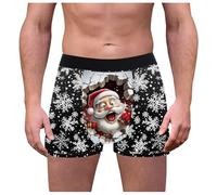 Generisch Boxer de Noël pour homme - Taille élastique - Respirant - Rétro - Évacuation de l'humidité - Motif flocons de neige, b, XL