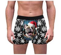Generisch Boxer de Noël pour homme - Taille élastique - Respirant - Rétro - Évacuation de l'humidité - Motif flocons de neige, c, XXL