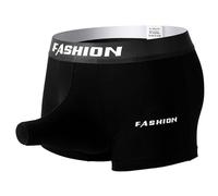 Generisch Boxer doux pour homme avec trou ouvert, poche séparée, respirant, motif éléphant, en coton, avec trou pour pénis, couleur unie, slip confortable, Noir , L