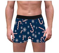 Generisch Boxer imprimé de Noël pour homme Sous-vêtements doux et confortables Coupe idéale Hommes Rétro Motif flocons de neige Sous-vêtements de Noël pour le sport et la vie quotidienne, e, S
