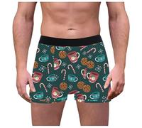 Generisch Boxer imprimé de Noël pour homme Sous-vêtements doux et confortables Coupe idéale Hommes Rétro Motif flocons de neige Sous-vêtements de Noël pour le sport et la vie quotidienne, b, L