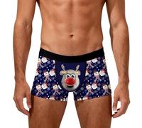 Generisch Boxer pour homme avec motif de rennes 3D amusant - Caleçon élastique avec motif d'hiver - Sous-vêtements de Noël amusants, Style_l02 Bleu, M