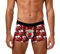 Generisch Boxer pour homme avec motif de rennes 3D amusant - Caleçon élastique avec motif d'hiver - Sous-vêtements de Noël amusants, Style_l03 rouge, XXL