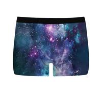 Generisch Boxer pour homme imprimé galaxie avec motif étoilé en coton respirant Sous-vêtements élégants confortables avec imprimé Univers Sous-vêtements décontractés Confort élastique, bleu foncé, L