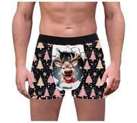 Generisch Boxer pour homme - Noir - Sous-vêtements de Noël respirants - Confortable - Rétro - Élégant - Sous-vêtements de Noël - Arbre de Noël et dessin animé, d, L