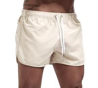 Generisch Boxer pour homme - Short de bain court à séchage rapide - Avec cordon de serrage - Respirant - Ultra court - Confortable - Léger - Pantalon d'entraînement ample, kaki, XXL