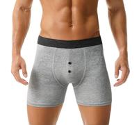 Generisch Boxer pour homme - Sous-vêtements longs avec boutonnière - Taille élastique - Coupe idéale - Confortable - Respirant - Couleur unie - Séchage rapide, beige, 4XL