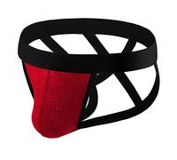 Generisch Boxer pour homme Sous-vêtements sexy Couleur unie Respirant Confortable Short rétro Hommes Charme Ajouré Un cadeau pour mon ami, rouge, XXL