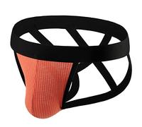 Generisch Boxer pour homme Sous-vêtements sexy Couleur unie Respirant Confortable Short rétro Hommes Charme Ajouré Un cadeau pour mon ami, Orange, XL