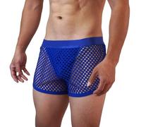 Generisch Boxer pour homme - Sous-vêtements sexy et transparents - En résille - Respirant - Sous-vêtements de sport - Clubwear - Sous-vêtements de charme, bleu, L