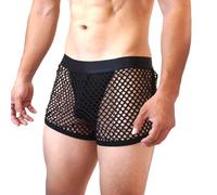 Generisch Boxer pour homme - Sous-vêtements sexy et transparents - En résille - Respirant - Sous-vêtements de sport - Clubwear - Sous-vêtements de charme, Noir , L