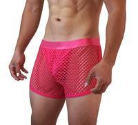 Generisch Boxer pour homme - Sous-vêtements sexy et transparents - En résille - Respirant - Sous-vêtements de sport - Clubwear - Sous-vêtements de charme, rose, M