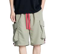 Generisch Boxer, short cargo moderne pour homme, tissu respirant, avec poches pratiques, pour les loisirs, l'aventure, bermuda, course, homme, Vert arme, XL