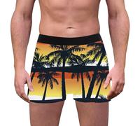 Generisch Boxer stretch pour homme - Cool - Confortable - Pour homme - Loisirs - Plage - Taille confortable - Boxer tendance avec motif arbre de coco, or, L