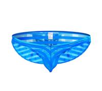 Generisch Boxers à rayures horizontales Triangle Culotte homme entre rayures Maille ultra fine transparente respirante Slip bas homme, bleu, XL
