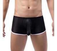 Generisch Boxers pour homme Sexy Éléphant Bulge Sous-vêtements Taille Basse Respirant Avec Trous en Maille Short Rétro Couleur Unie Sous-vêtements Hommes Un Cadeau Pour Mon Petit ami, Noir , L