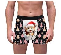 Generisch Boxers pour homme Sous-vêtements de Noël Sous-vêtements respirants Confortable Short rétro élégant Hommes Sous-vêtements de Noël Arbre de Noël et dessin animé Imprimé Sous-vêtements pour