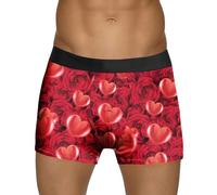 Generisch Boxers pour homme - Sous-vêtements imprimés pour homme - Style Saint-Valentin - Bulle rouge - Rose d'amour spéciale - Taille moyenne, rouge, XXL
