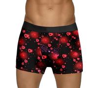 Generisch Boxers pour homme - Sous-vêtements imprimés pour homme - Style Saint-Valentin - Bulle rouge - Rose d'amour spéciale - Taille moyenne, Noir , 3XL