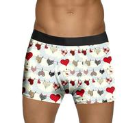 Generisch Boxers pour homme - Sous-vêtements imprimés pour homme - Style Saint-Valentin - Bulle rouge - Rose d'amour spéciale - Taille moyenne, Blanc., M