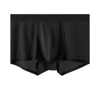 Generisch Boxershorts pour Homme Ultra Minces en Soie Glace - Boxers sans Couture Transparents et Respirants - Style Rétro - Slip Bas avec Sac pour Testicules - Boxers d'été - Slips Rétro, Noir , XL