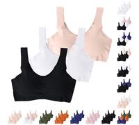 Generisch Bra Lot de 3 soutiens-gorge push-up sans armatures invisibles sans couture Soutien-gorge à bonnets pleins Sous-vêtements unis Léger Soutien-gorge confortable pour dormir Bralette Col en V