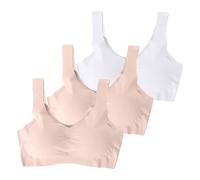 Generisch Bra Lot de 3 soutiens-gorge push-up sans armatures invisibles sans couture Soutien-gorge à bonnets pleins Sous-vêtements unis Léger Soutien-gorge confortable pour dormir Bralette Col en V