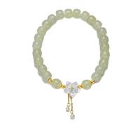 Generisch Bracelet à pompon exquis en forme de fleur de pêche | Accessoires avec une vibration de printemps | Breloque et bracelet féminin fait main pour femme en tissu (vert menthe, taille unique)