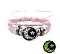 Generisch Bracelet avec une lettre Luminous Couple Bracelets Sun and Moon Ajustable Bracelets The Luminous Stone Stores The Light Energy Under The Irradiation Of Black Story Bracelet en cuir, taille