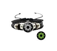 Generisch Bracelet avec une lettre Luminous Couple Bracelets Sun and Moon Ajustable Bracelets The Luminous Stone Stores The Light Energy Under The Irradiation Of Black Story Bracelet en cuir, taille
