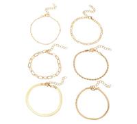 Generisch Bracelet brésilien gris argenté, chaînes multicouches, combinaison de breloques tendance et élégantes, taille unique, Alliage de zinc, Pas de gemme