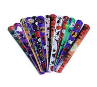 Generisch Bracelet cardiofréquencemètre 12 designs d'Halloween, boutons-pression chauve-souris pour jouets de fête d'enfants, prix, sacs, bracelet de remplissage (orange, taille unique)