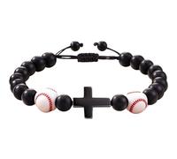 Generisch Bracelet chrétien, bracelets chrétiens pour hommes | Bracelet de perles de sport, corde tressée réglable, bijou symbole noir, collier de perles motivantes pour hommes, père, ami, Siehe