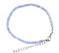 Generisch Bracelet de cheville bleu gris en calcédoine naturelle avec boules de 4 mm et rallonge - Fait main, Eine Grösse, Calcédoine, Calcedoine